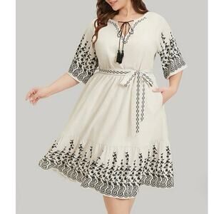 🔥SALE Size 30 6x BloomChic Bandana Tassels Pocket Belted Ruffle Knot Neck Dress